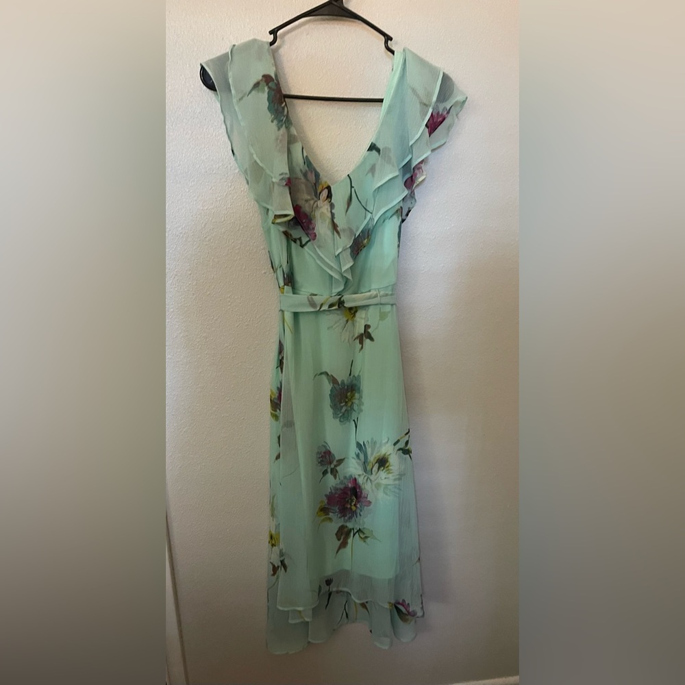 Double Ruffle V-Neck Midi Dress. DKNY
size 6